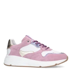 Manfield Roze leren sneakers met metallic details^DAMES Sneakers