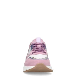 Manfield Roze leren sneakers met metallic details^DAMES Sneakers