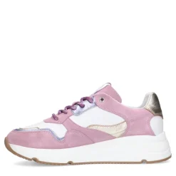 Manfield Roze leren sneakers met metallic details^DAMES Sneakers