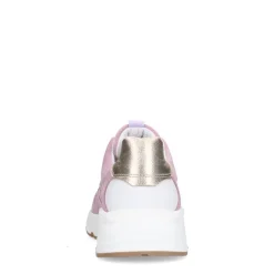 Manfield Roze leren sneakers met metallic details^DAMES Sneakers
