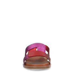 Manfield Roze metallic leren slippers^DAMES Slippers