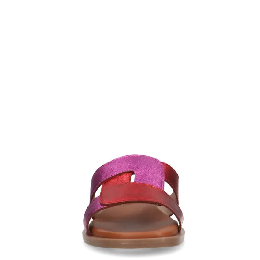 Manfield Roze metallic leren slippers^DAMES Slippers