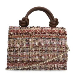 Manfield Roze stoffen handtas^ Schoudertassen