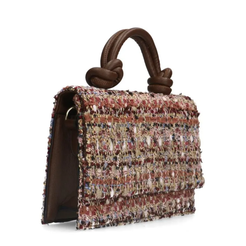 Manfield Roze stoffen handtas^ Schoudertassen