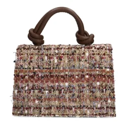 Manfield Roze stoffen handtas^ Schoudertassen