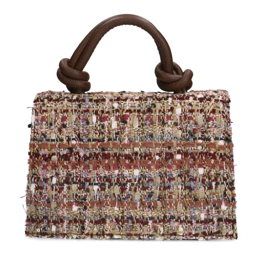 Manfield Roze stoffen handtas^ Schoudertassen