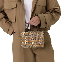 Manfield Roze stoffen handtas^ Schoudertassen