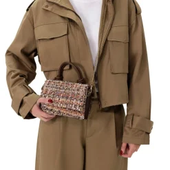 Manfield Roze stoffen handtas^ Schoudertassen