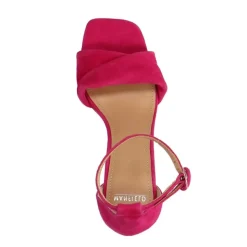Manfield Roze suède sandalen met hak^DAMES Sandalen