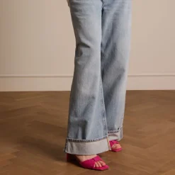 Manfield Roze suède sandalen met hak^DAMES Sandalen