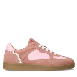 Manfield Roze suède sneakers sneakers met kant^DAMES Sneakers