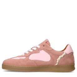 Manfield Roze suède sneakers sneakers met kant^DAMES Sneakers