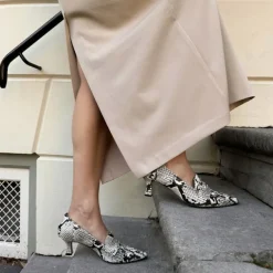 Manfield Slangenprint leren pumps^DAMES Pumps