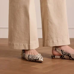 Manfield Slangenprint leren slingbacks^DAMES Pumps|Slingbacks