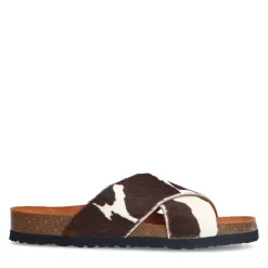 Manfield Slippers met cow print^DAMES Slippers