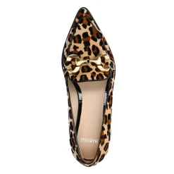 Manfield Suède leopard loafers met chain^DAMES Loafers