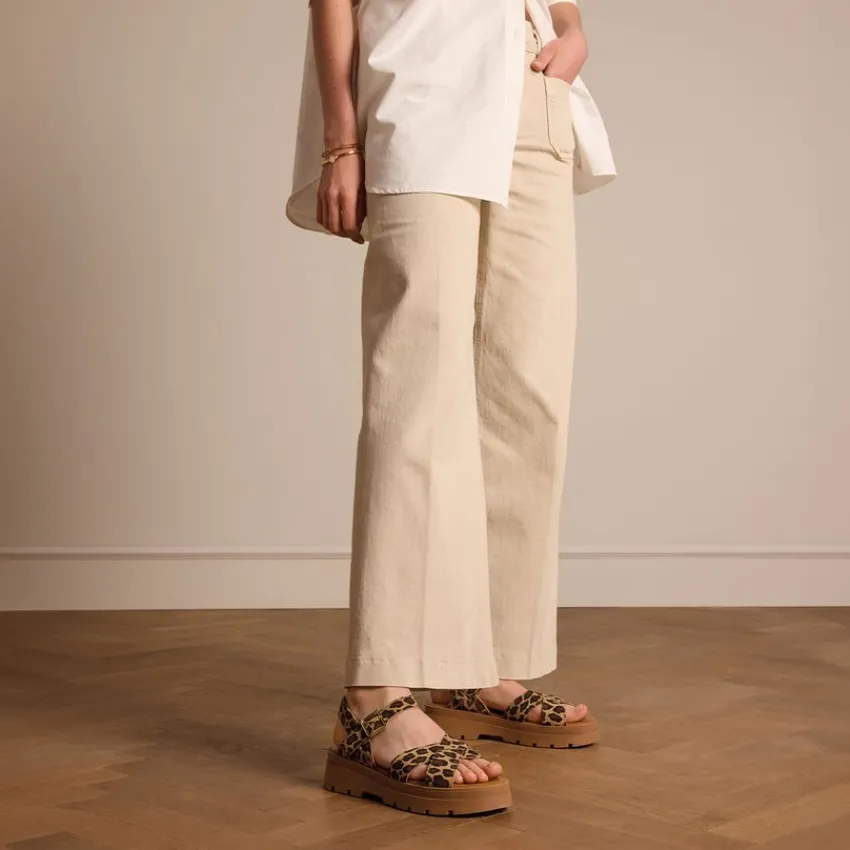 Manfield Suède leopard sandalen^DAMES Sandalen