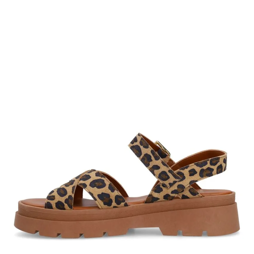 Manfield Suède leopard sandalen^DAMES Sandalen