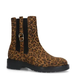 Manfield Suède panter enkellaarsjes^DAMES Enkellaarsjes