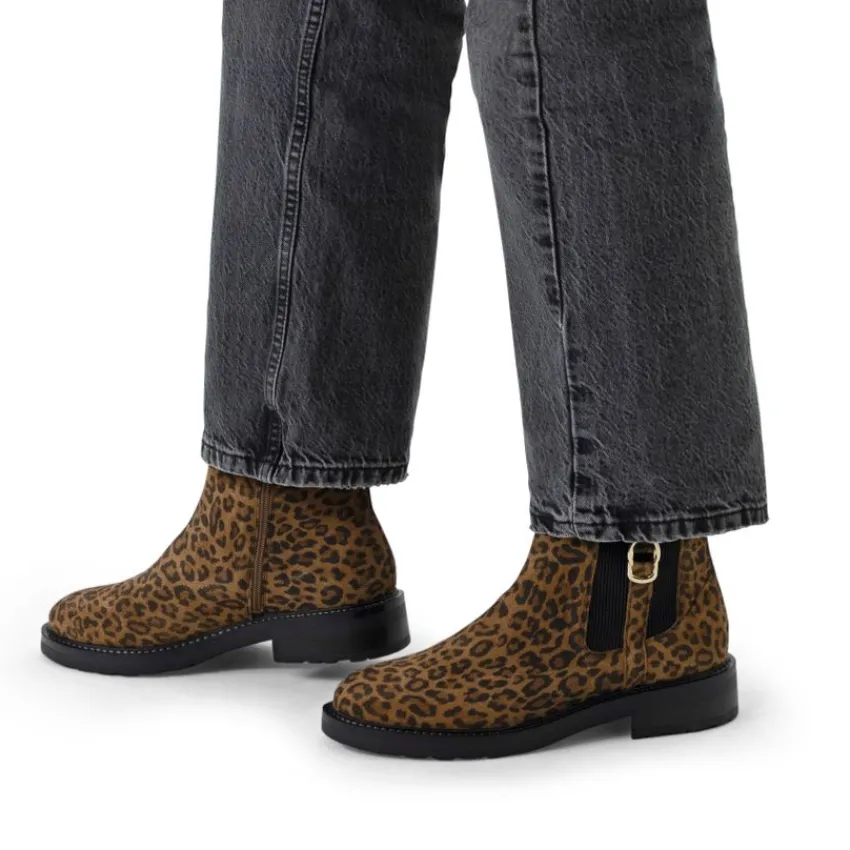 Manfield Suède panter enkellaarsjes^DAMES Enkellaarsjes