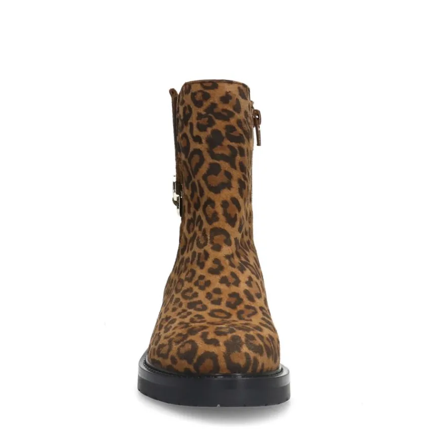 Manfield Suède panter enkellaarsjes^DAMES Enkellaarsjes