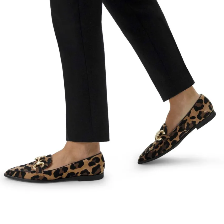 Manfield Suède panter loafers met gouden chain^DAMES Loafers