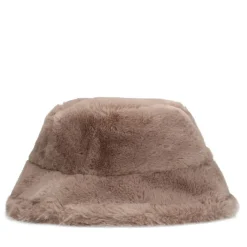 Manfield Taupe hoed van faux fur^ Hoeden & Petten