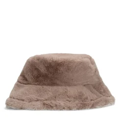 Manfield Taupe hoed van faux fur^ Hoeden & Petten