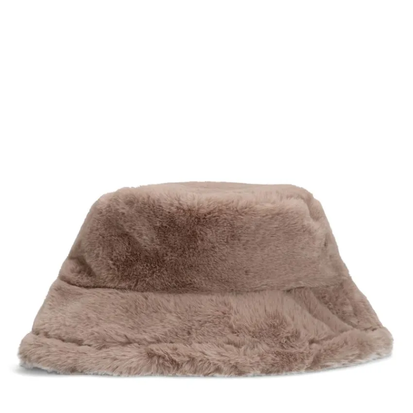 Manfield Taupe hoed van faux fur^ Hoeden & Petten