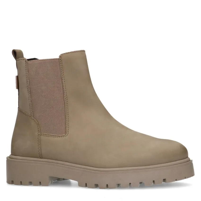 Manfield Taupe leren chelsea boots^DAMES Enkellaarsjes