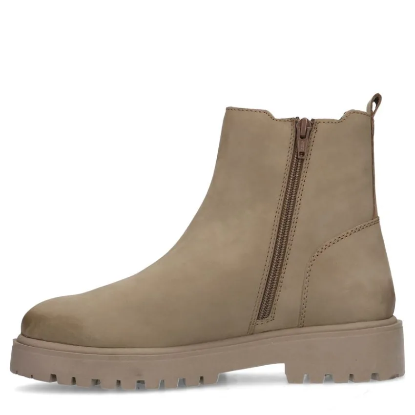Manfield Taupe leren chelsea boots^DAMES Enkellaarsjes