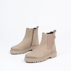 Manfield Taupe leren chelsea boots^DAMES Enkellaarsjes
