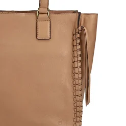 Manfield Taupe leren handtas^ Handtassen