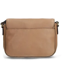 Manfield Taupe leren schoudertas^ Schoudertassen