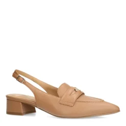 Manfield Taupe leren slingbacks^DAMES Pumps|Slingbacks