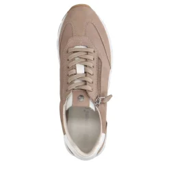 No Stress Taupe nubuck sneakers met rits^DAMES Sneakers