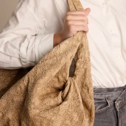 Manfield Taupe shopper met jacquard^ Shoppers