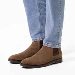 Manfield Taupe suède chelsea boots^Heren Boots