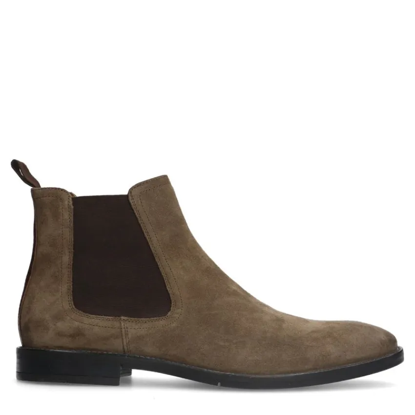 Manfield Taupe suède chelsea boots^Heren Boots