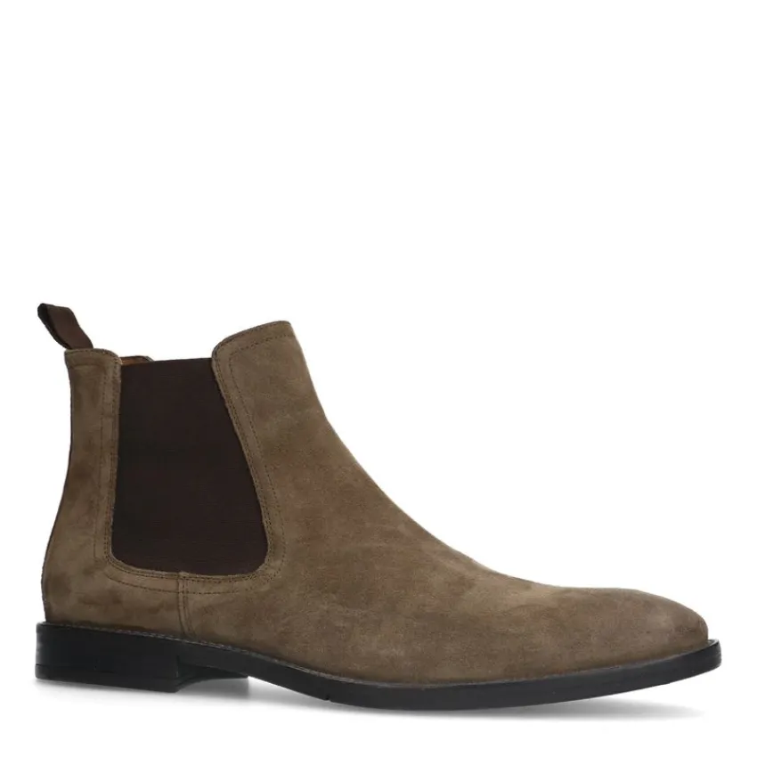 Manfield Taupe suède chelsea boots^Heren Boots