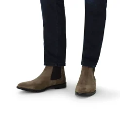 Manfield Taupe suède chelsea boots^Heren Boots