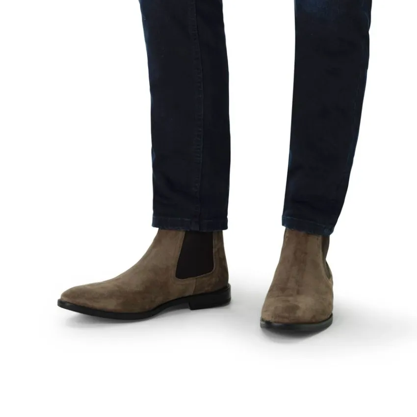 Manfield Taupe suède chelsea boots^Heren Boots