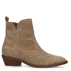 Manfield Taupe suède cowboy laarzen^DAMES Enkellaarsjes