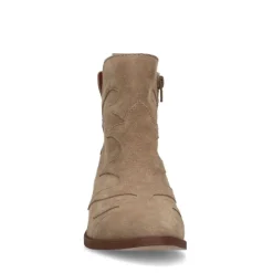 Manfield Taupe suède cowboy laarzen^DAMES Enkellaarsjes