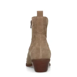 Manfield Taupe suède cowboy laarzen^DAMES Enkellaarsjes