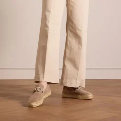 Manfield Taupe suède espadrilles met chain^DAMES Espadrilles