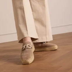 Manfield Taupe suède espadrilles met chain^DAMES Espadrilles