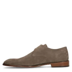 Manfield Taupe suède gespschoenen^Heren Gespschoenen