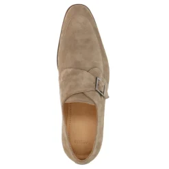 Manfield Taupe suède gespschoenen^Heren Gespschoenen
