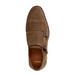 Manfield Taupe suède gespschoenen^Heren Gespschoenen